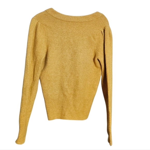 Madewell Westgate V-Neck Sweater in Coziest Yarn Heather Saffron Mustard XXS - Picture 3 of 10